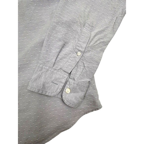 J Crew Slim Fit Oxford Shirt Textured Sashiko Dot Dobby LS Light Gray Preppy L - Picture 5 of 15